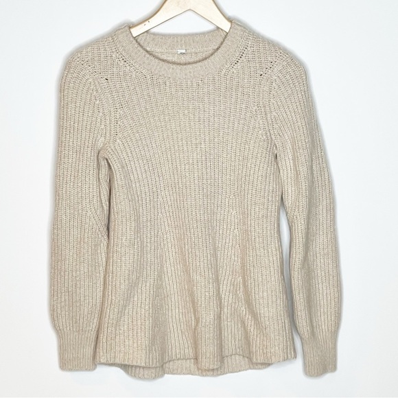 Athleta Sierra Crew Knit Wool Blend Sweater Beige Small - Picture 4 of 12